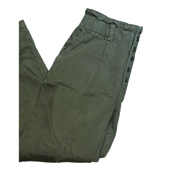 Time And Tru Olive High-Waisted Button Front Tapered Pants Size 12 Womens Green - Picture 7 of 10